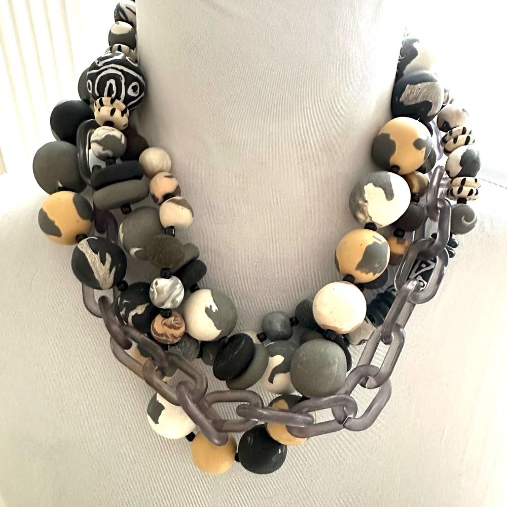 BRAND NEW ✨ Artisan made beaded multi-strand necklace. Hand-rolled artist clay.